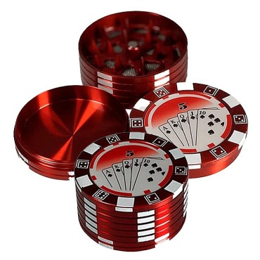 DICHAVADOR DE METAL FICHA DE POKER VERMELHO 5cm