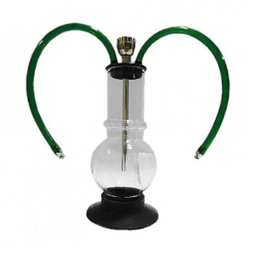 BONG ACRILICO TRANSPARENTE REDONDO COM 2 MANGUEIRAS - 23,5 cm