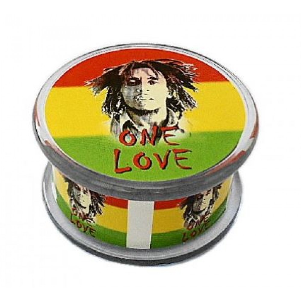 DICHAVADOR ACRÍLICO BOB MARLEY TRANSPARENTE PEQUENO ONE LOVE 4cm com peneira