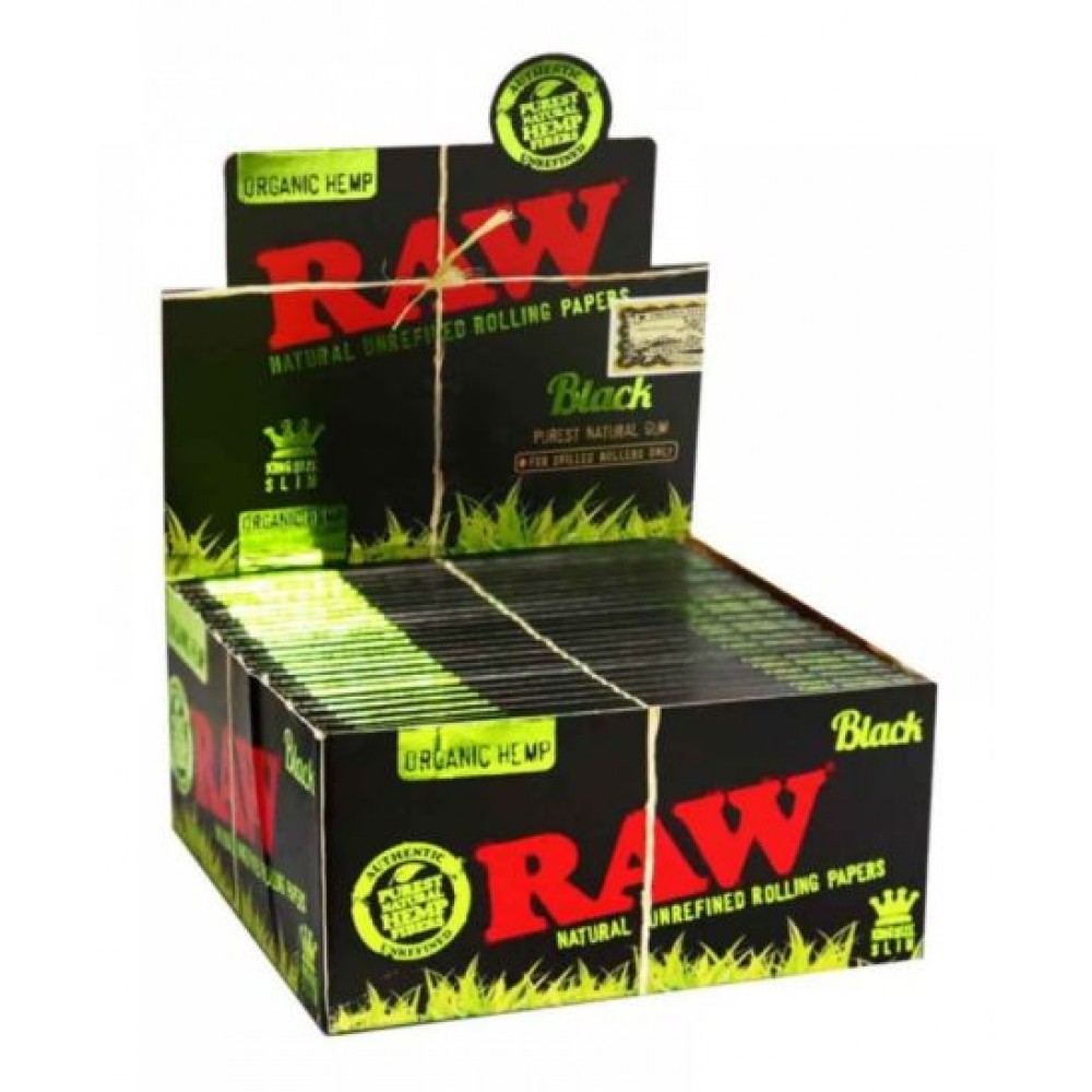 SEDA RAW BLACK ORGANIC HEMP KING SIZE caixa com 50 livretos