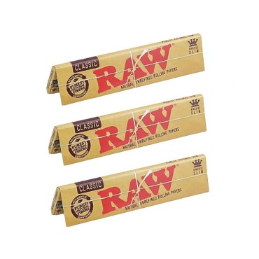 KIT 3 LIVRETOS DE SEDA RAW CLASSIC KING SIZE