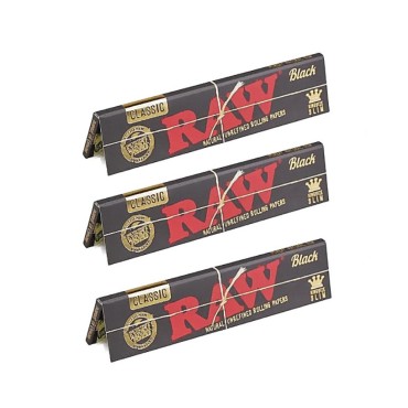 KIT 3 LIVRETOS DE SEDA RAW BLACK CLASSIC KING SIZE