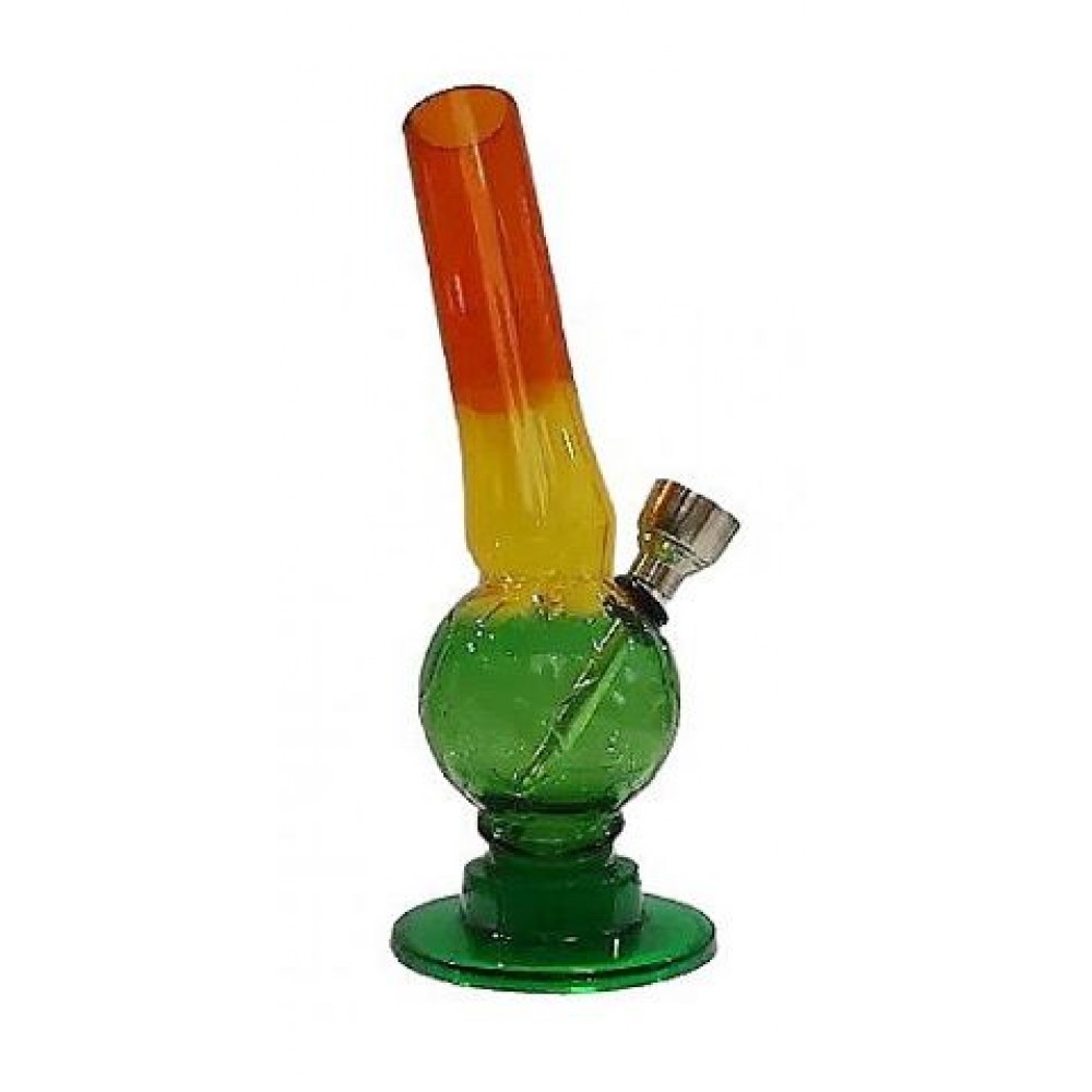 BONG ACRILICO BALL RASTA TRANSPARENTE MINC02-1 - 15 cm