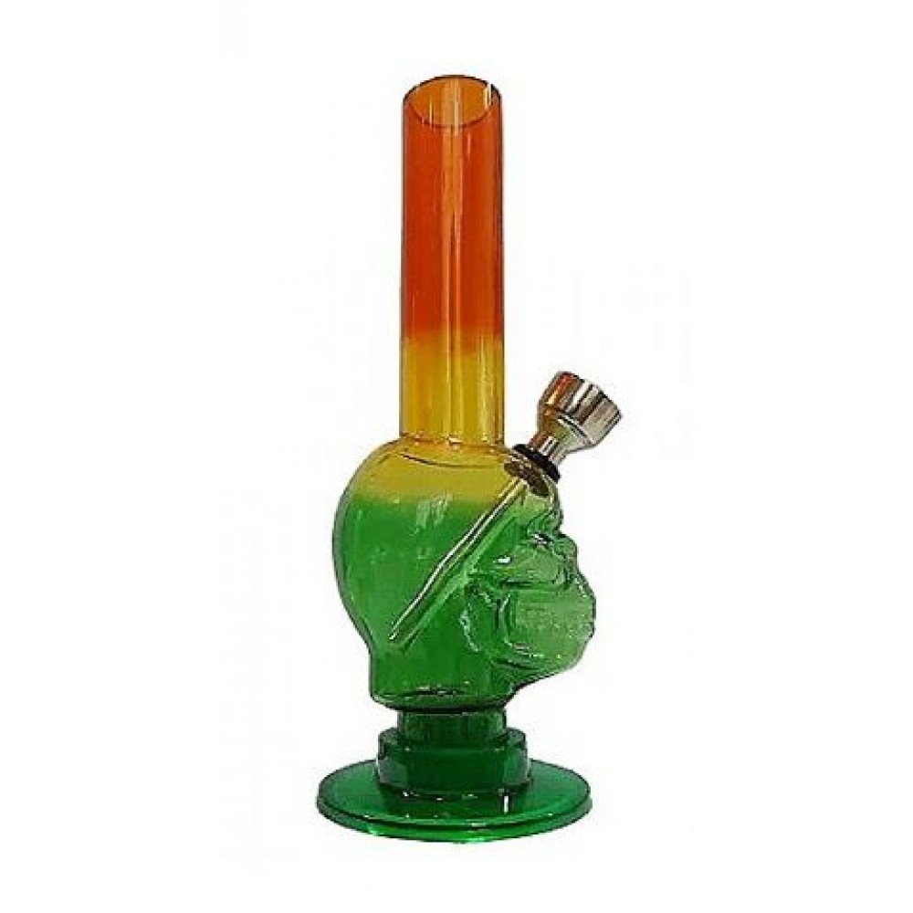 BONG ACRILICO CAVEIRA RASTA TRANSPARENTE MINC02-4 - 15 cm