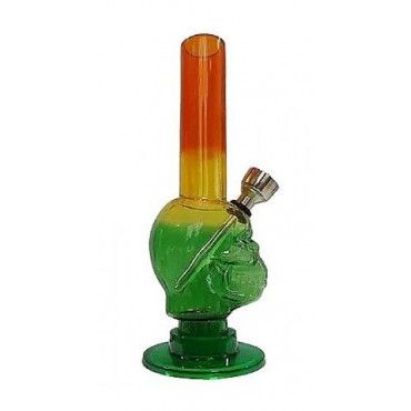 BONG ACRILICO CAVEIRA RASTA TRANSPARENTE MINC02-4 - 15 cm