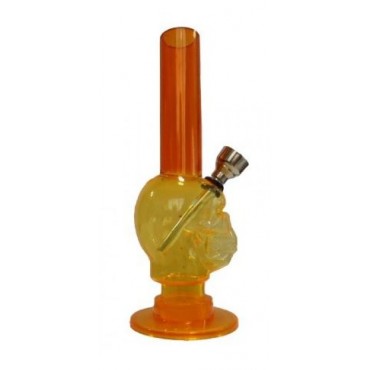 BONG ACRILICO CAVEIRA LARANJA TRANSPARENTE MINC02-5 - 15 cm