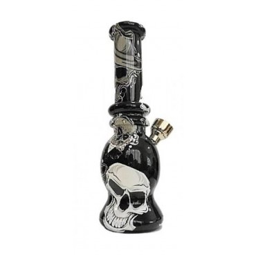 BONG DE VIDRO COM DESENHO CAVEIRA 15,5 cm - COD 1