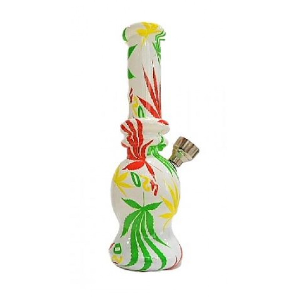 BONG DE VIDRO COM DESENHO ERVAS 420 - 15,5 cm - COD 4