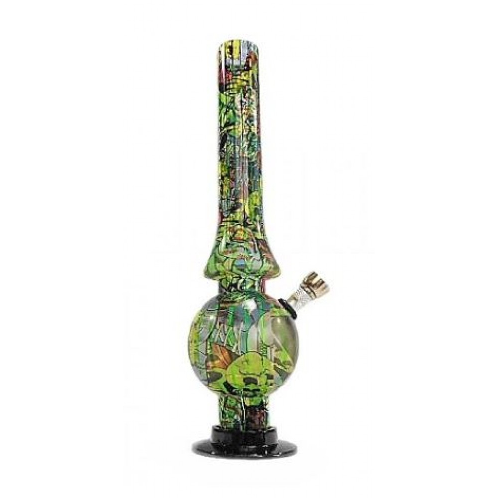 BONG ACRILICO GRAFITE ESTAMPADO VERDE - 26 cm - cod 2