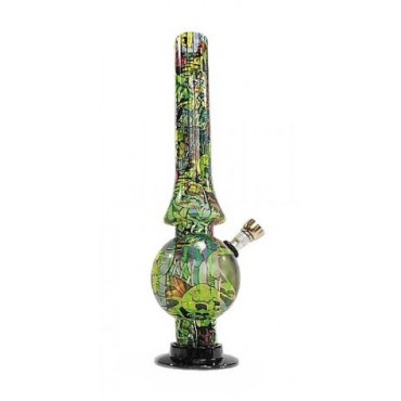 BONG ACRILICO GRAFITE ESTAMPADO VERDE - 26 cm - cod 2