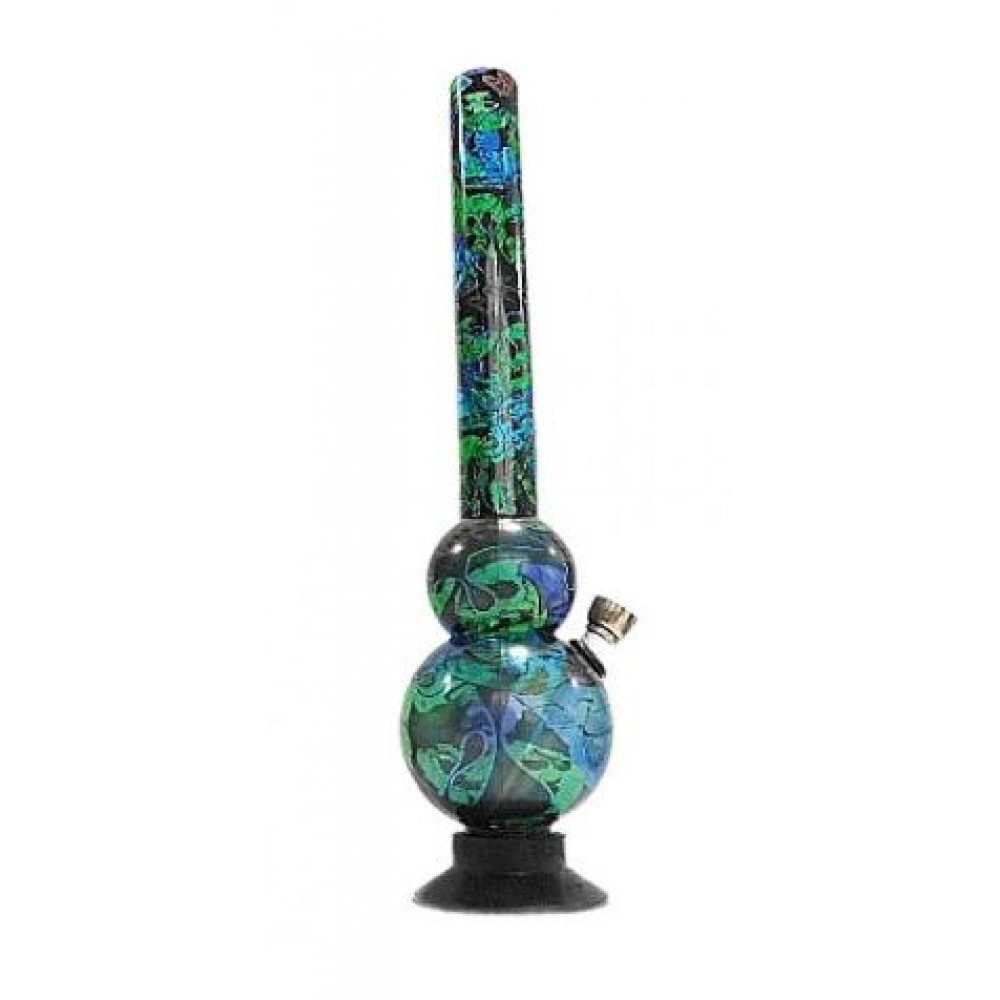 BONG ACRILICO GRAFITE ESTAMPADO AZUL  - 31,5 cm - cod 7