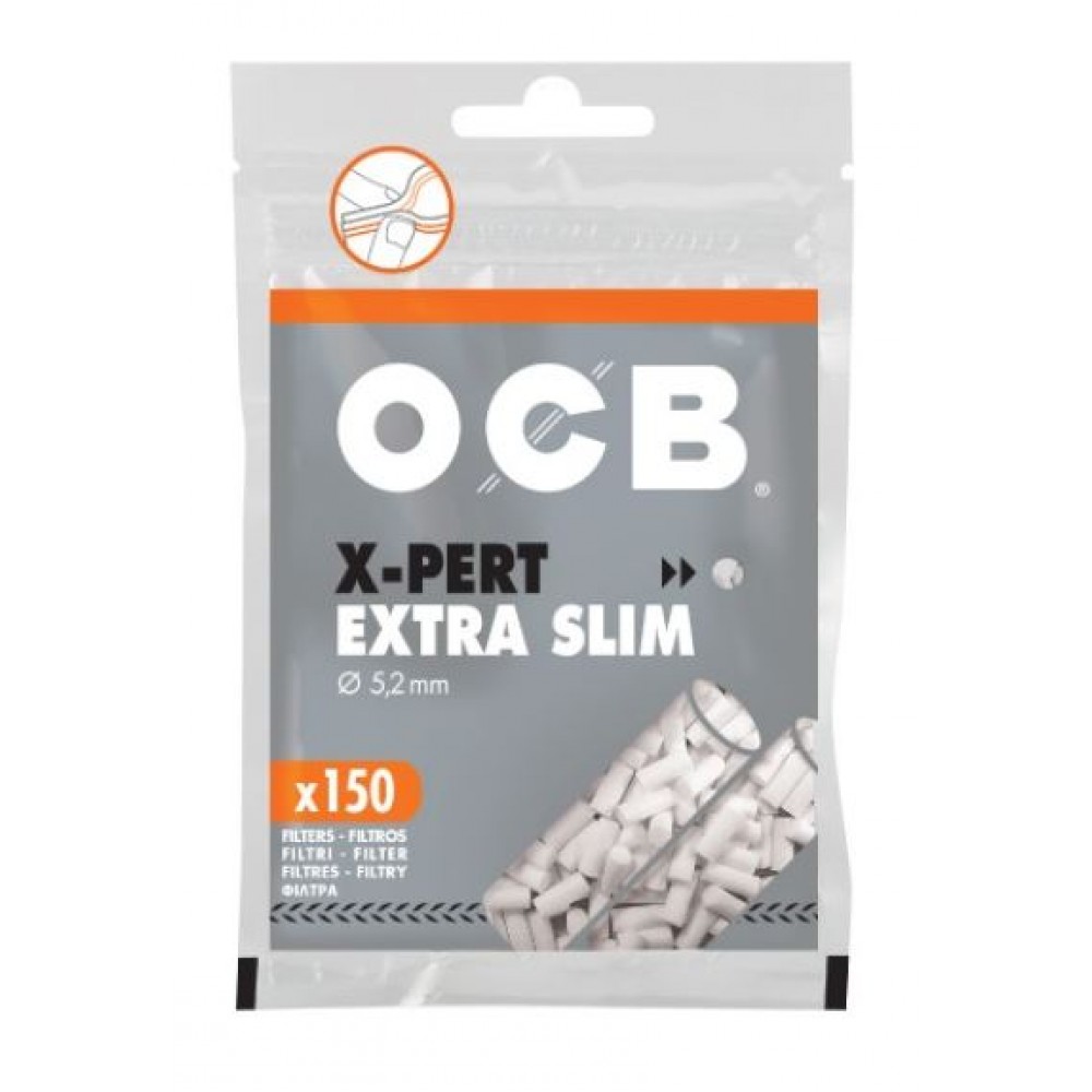 FILTRO PARA CIGARRO OCB X-PERT EXTRA SLIM 5,2mm pacote com 150 filtros