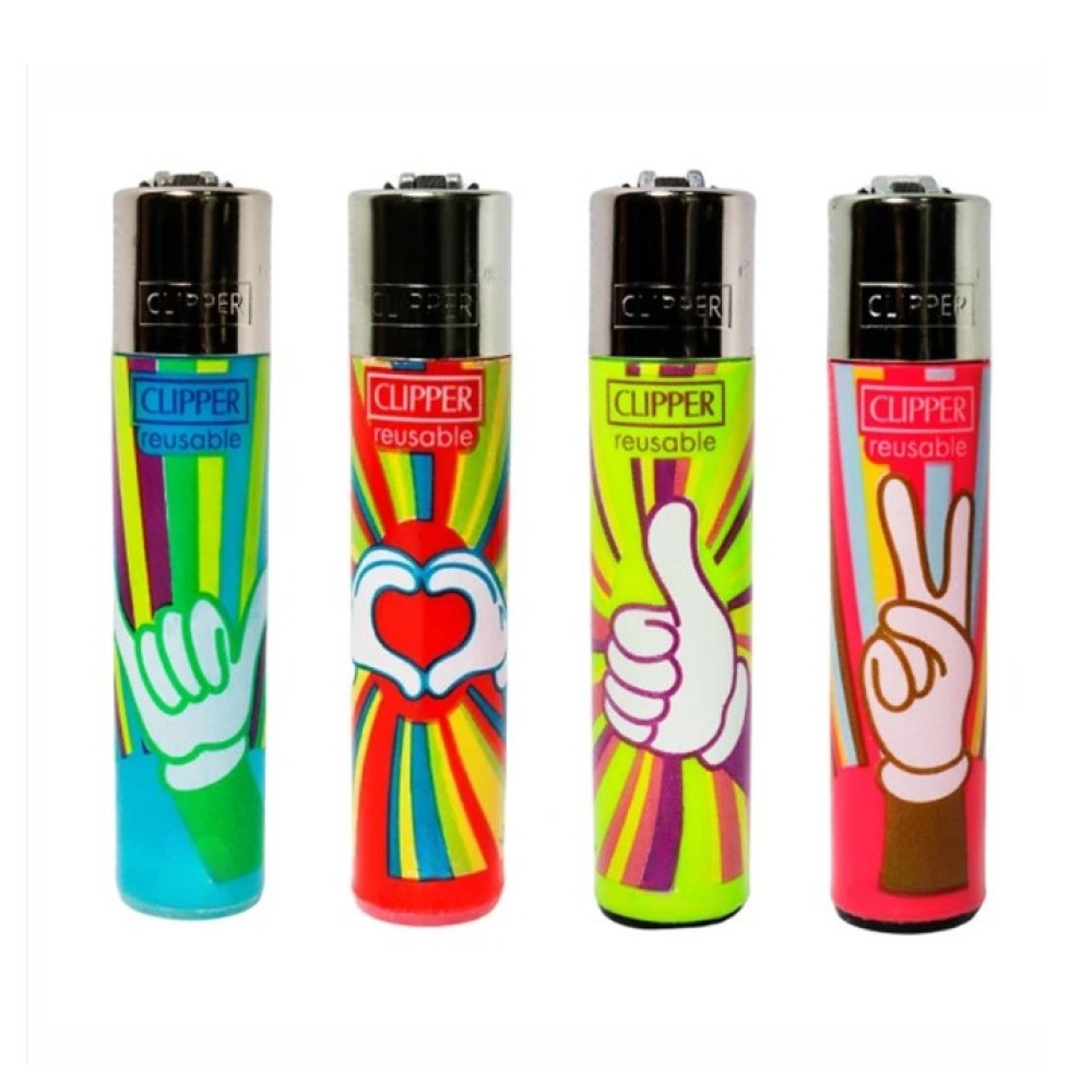ISQUEIRO CLIPPER GRANDE HIPPIE MOMENTS - Kit com 4 isqueiros