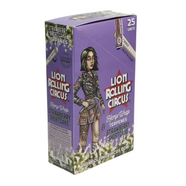 SEDA HEMP WRAP BLUNT LION CIRCUS TERPENES STRAWBERRY SHORTCAKE caixa com 25 displays