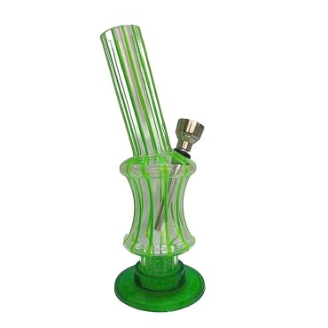 BONG ACRILICO TRANSPARENTE / VERDE MOD 1 - 15 cm