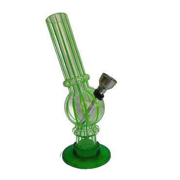 BONG ACRILICO TRANSPARENTE / VERDE MOD 2 - 15 cm
