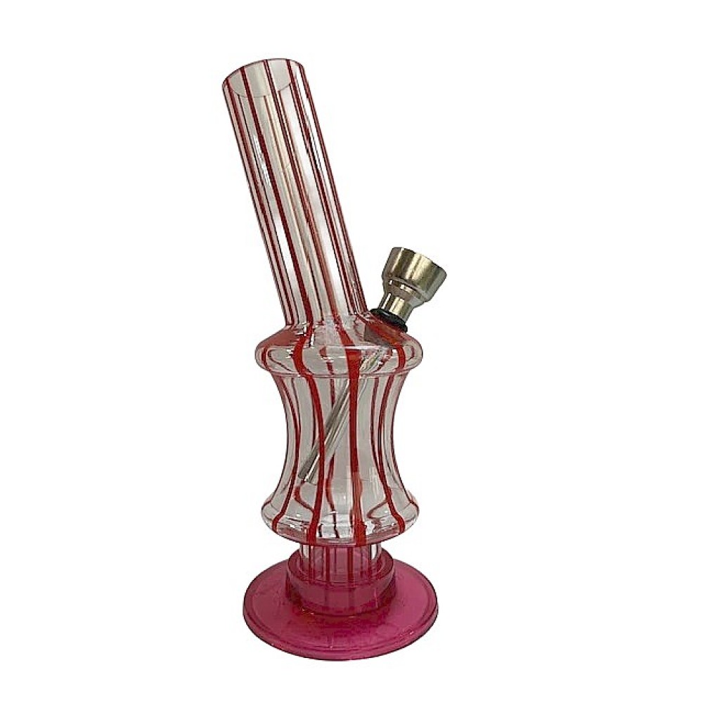BONG ACRILICO TRANSPARENTE / VERMELHO MOD 1 - 15 cm