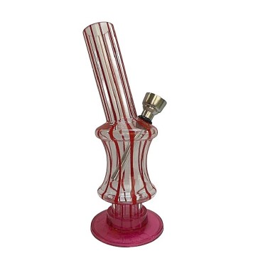 BONG ACRILICO TRANSPARENTE / VERMELHO MOD 1 - 15 cm