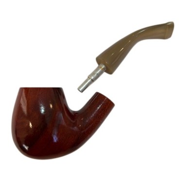 CACHIMBO BERTOLDI ELITE CURVO com piteira de chifre codigo E-09