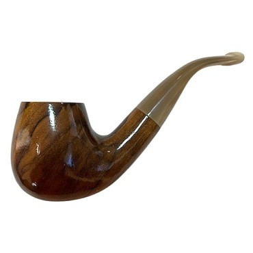 CACHIMBO BERTOLDI ELITE CURVO com piteira de chifre codigo E-12