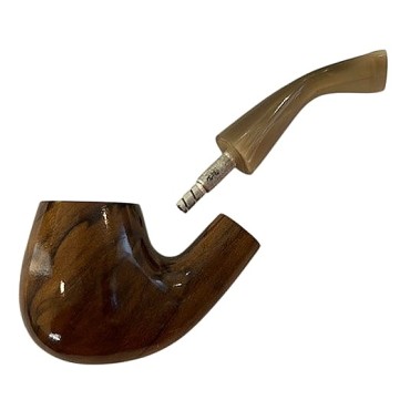 CACHIMBO BERTOLDI ELITE CURVO com piteira de chifre codigo E-12