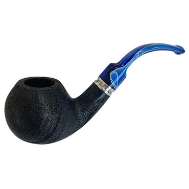 CACHIMBO DE CARVALHO BAZZANELLI PRETO CURVO PITEIRA AZUL B-108