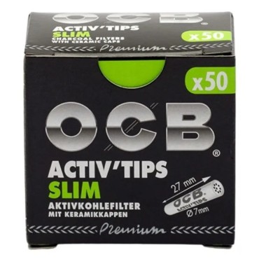 FILTRO DE CARVÃO ATIVADO OCB SLIM ACTIV 7mm caixa com 50 filtros