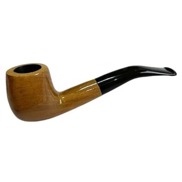 CACHIMBO BERTOLDI HOBBY CURVO BEGE AMADEIRADO com filtro 9mm Cod-09