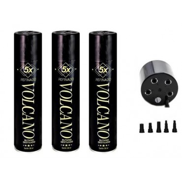 KIT 3 GÁS PARA ISQUEIRO VOLCANO 5X  330 ml cada