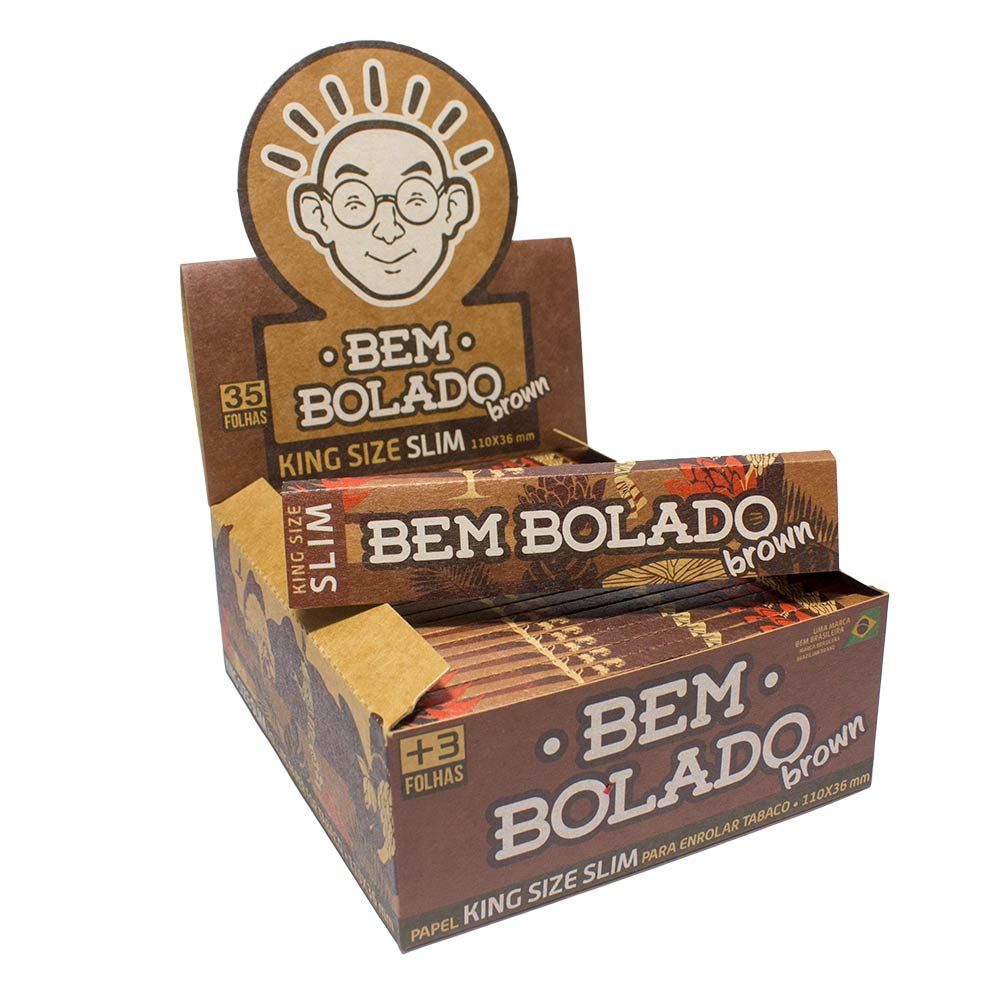 SEDA BEM BOLADO BROWN SLIM KING SIZE caixa com 50 livretos