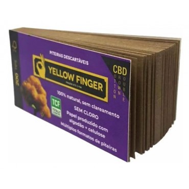 PITEIRA DE PAPEL YELLOW FINGER CBD  - COTTON BROWN DOUBLE caixa com 20 blocos