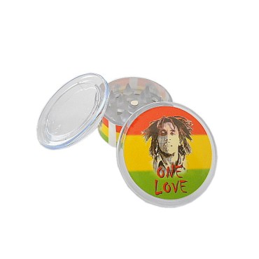 DICHAVADOR ACRÍLICO BOB MARLEY TRANSPARENTE PEQUENO ONE LOVE 4cm com peneira