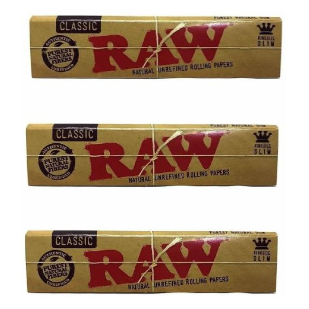 KIT 3 LIVRETOS DE SEDA RAW CLASSIC KING SIZE