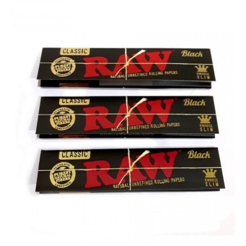 KIT 3 LIVRETOS DE SEDA RAW BLACK CLASSIC KING SIZE